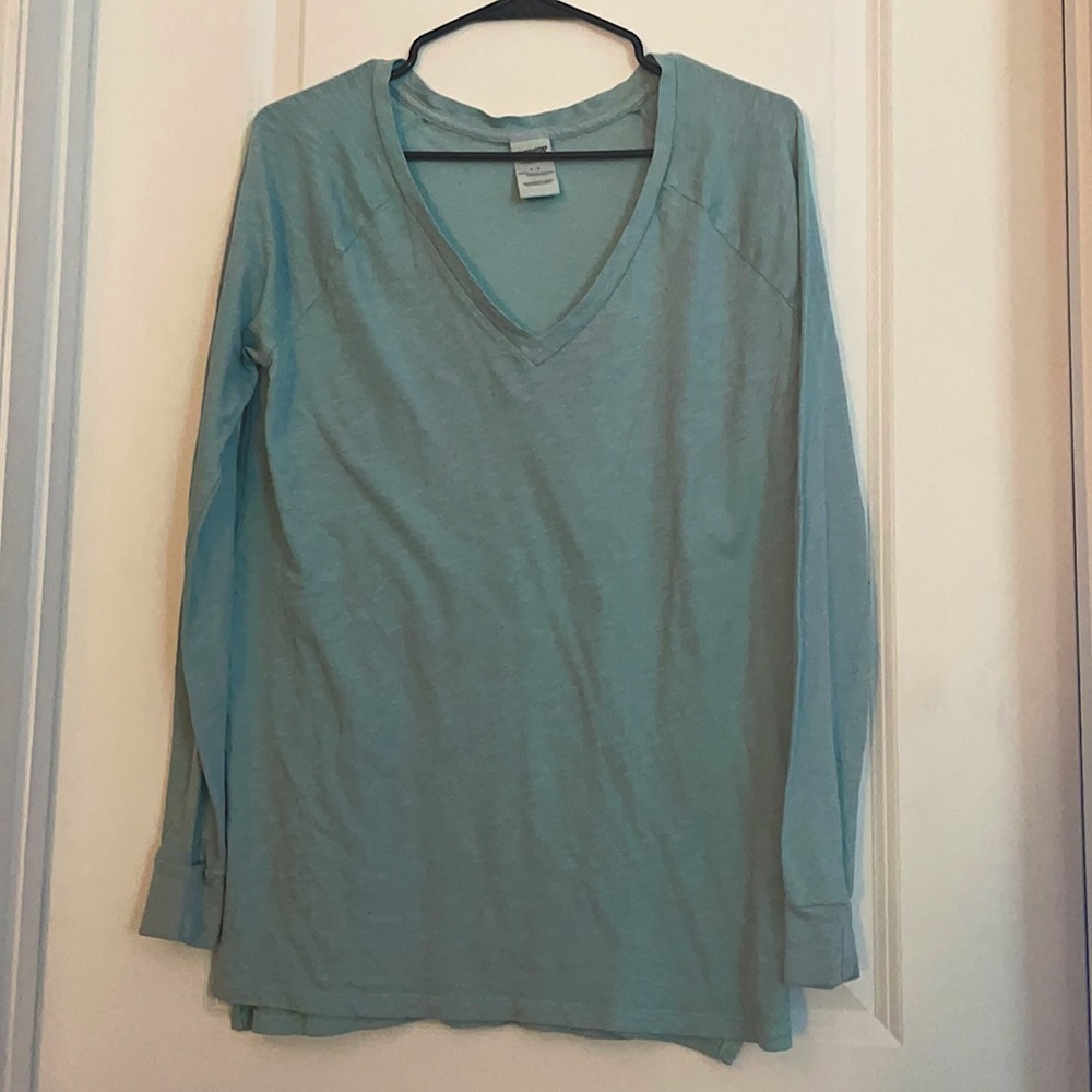 Long Sleeve PINK V Neck, Teal